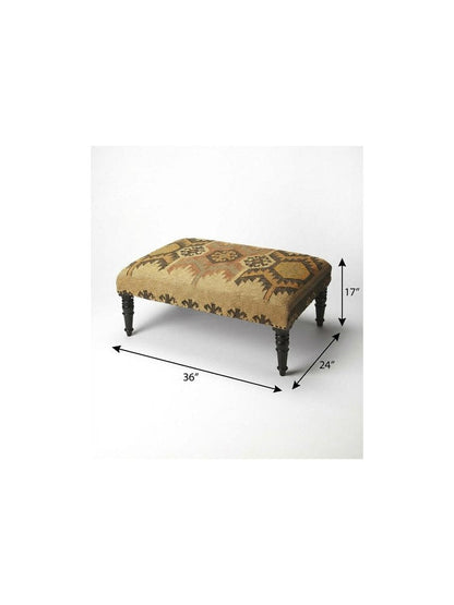 36" Brown Linen Footstool Ottoman HomeRoots