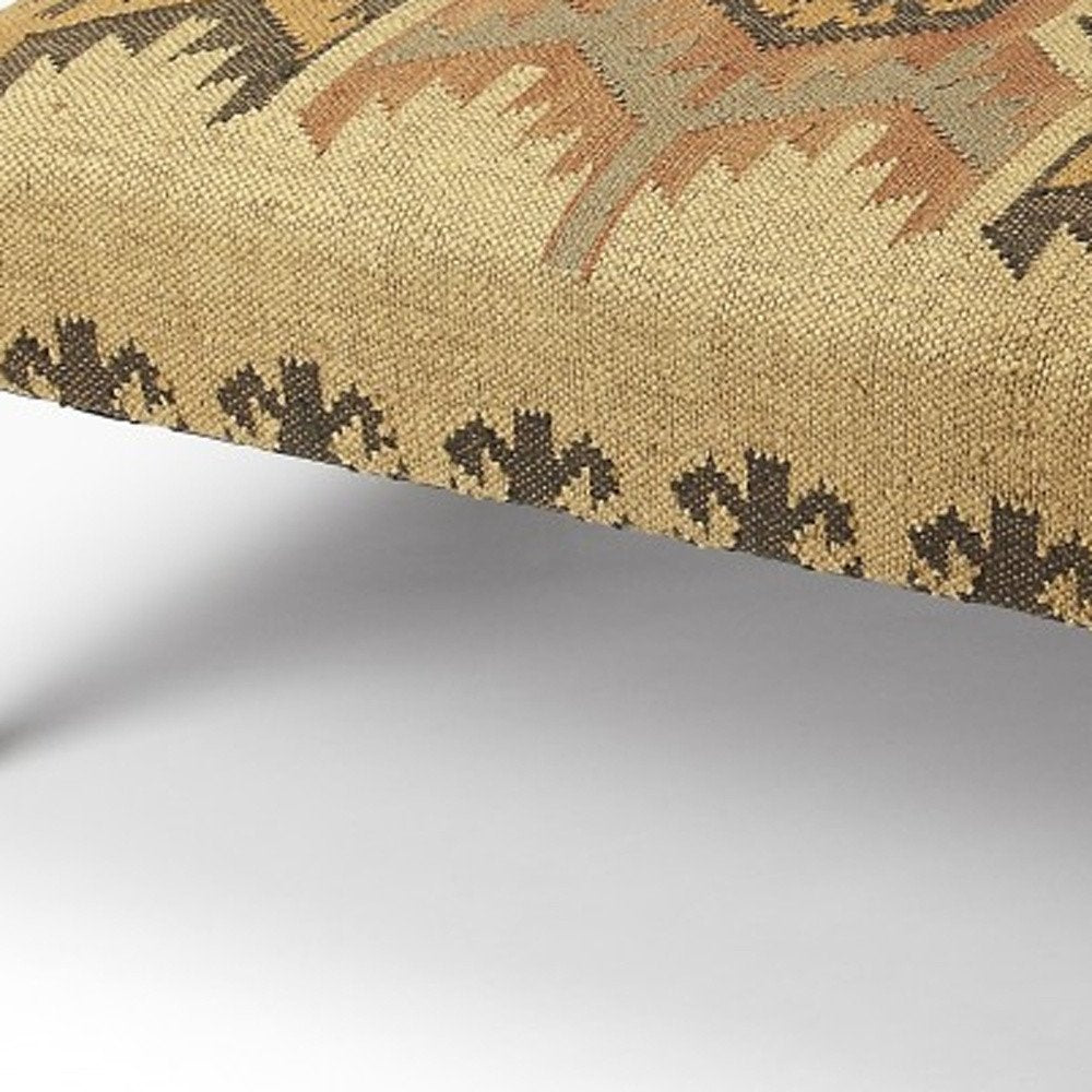 36" Brown Linen Footstool Ottoman HomeRoots