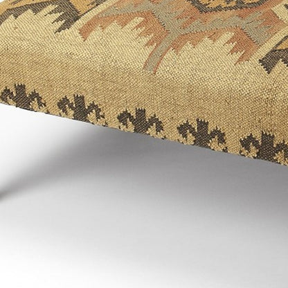 36" Brown Linen Footstool Ottoman HomeRoots