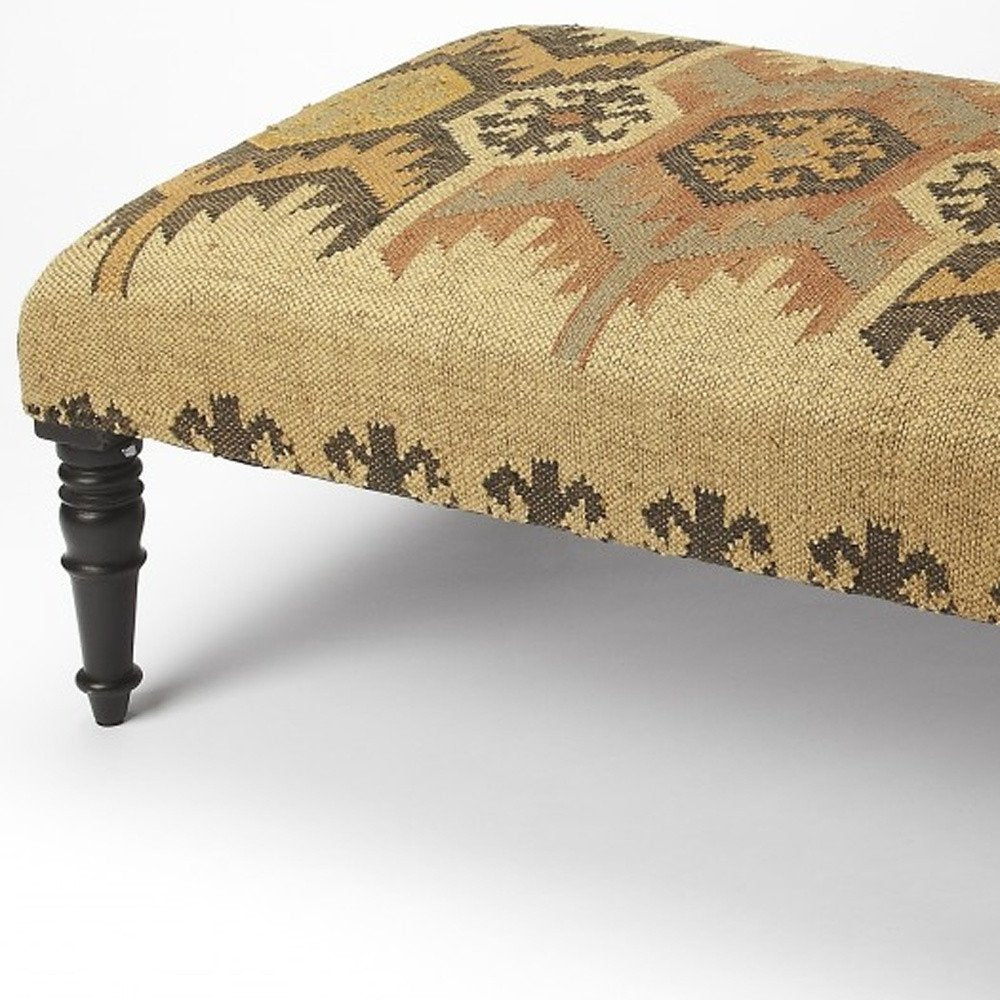 36" Brown Linen Footstool Ottoman HomeRoots