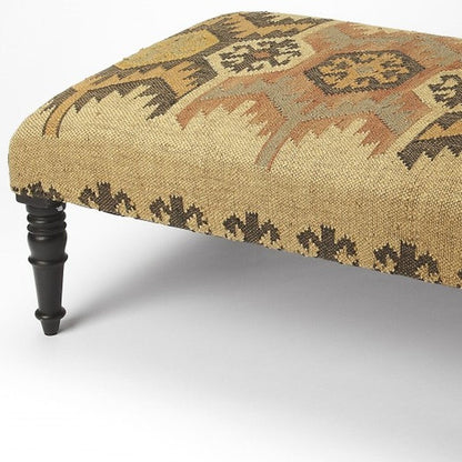 36" Brown Linen Footstool Ottoman HomeRoots