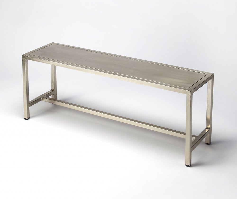 44" Silver Iron Bench HomeRoots