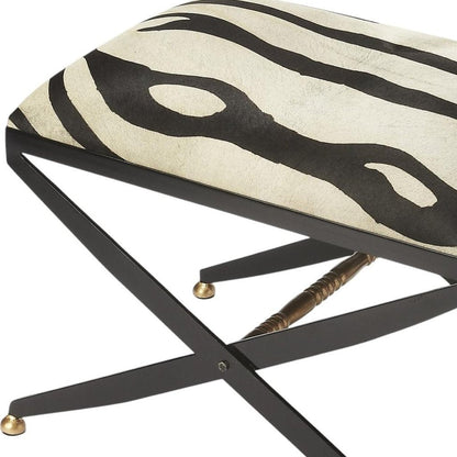 24" Black And White Cotton Blend And Black Ottoman HomeRoots