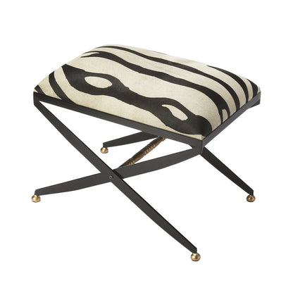 24" Black And White Cotton Blend And Black Ottoman HomeRoots