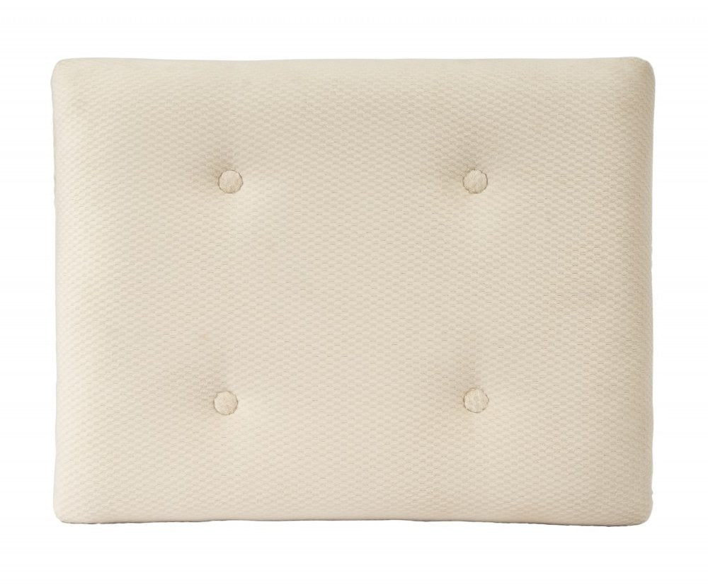 26" Ivory Cotton and Brown Tufted Ottoman HomeRoots