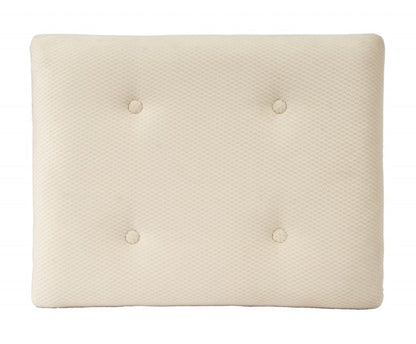 26" Ivory Cotton and Brown Tufted Ottoman HomeRoots