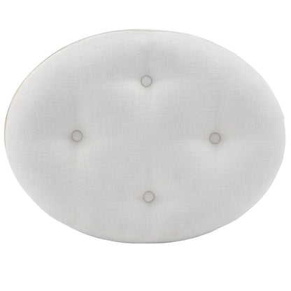 24" Cream Linen And Silver Metallic Round Ottoman HomeRoots