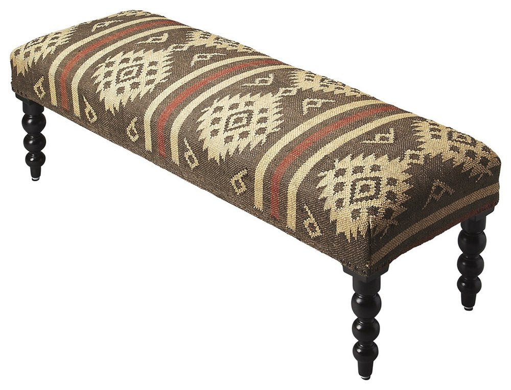 48" Brown Upholstered Wool Southwest Distressed Bench HomeRoots