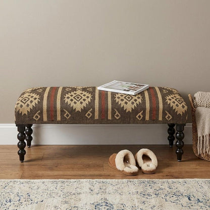 48" Brown Upholstered Wool Southwest Distressed Bench HomeRoots