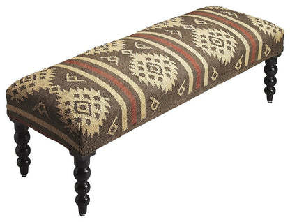 48" Brown Upholstered Wool Southwest Distressed Bench HomeRoots