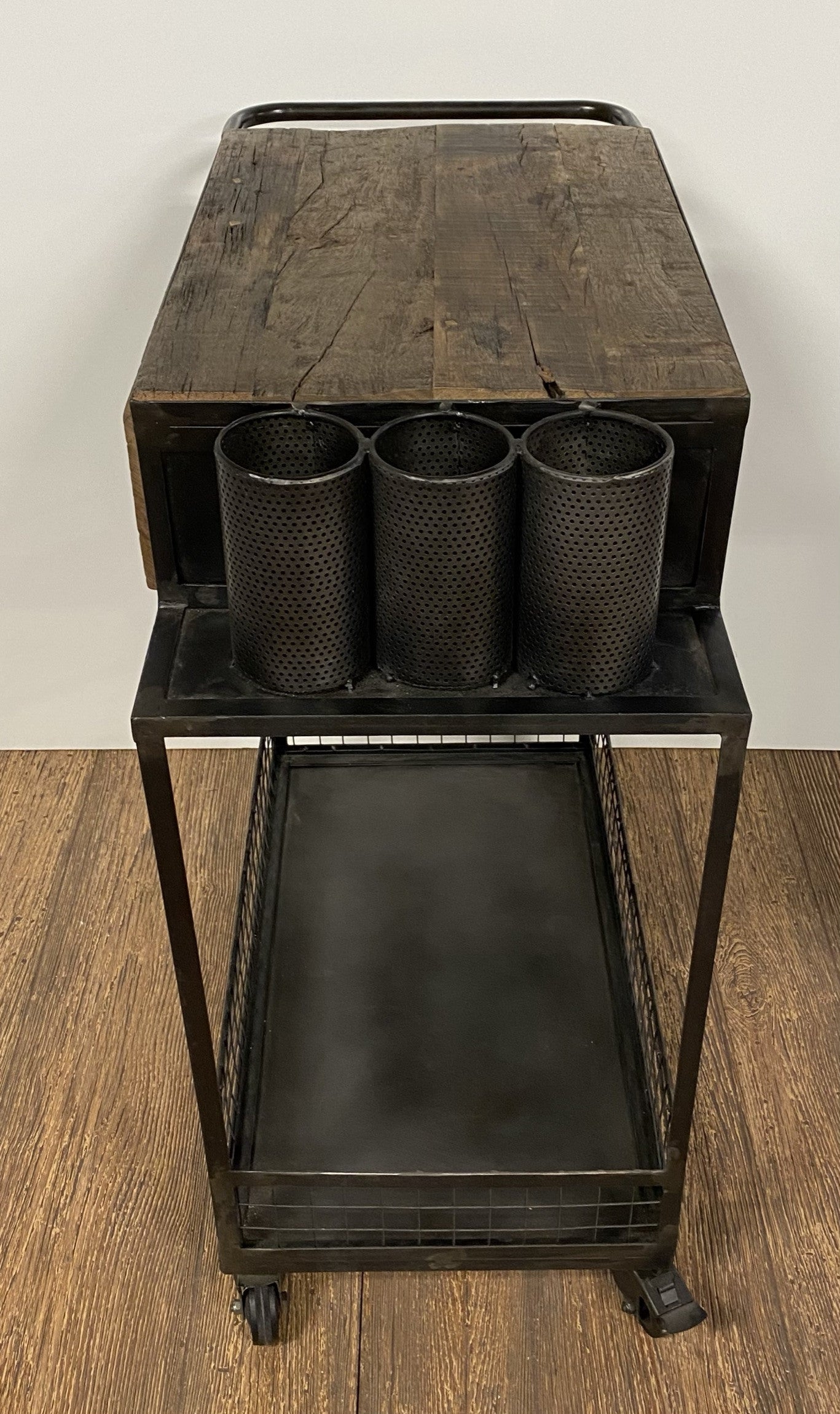 Rolling Rustic Black And Natural Bar Cart HomeRoots