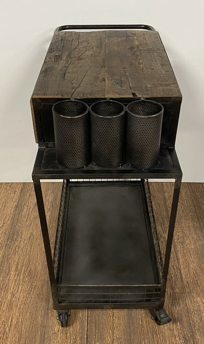 Rolling Rustic Black And Natural Bar Cart HomeRoots