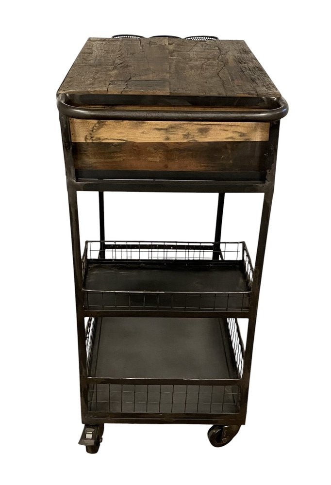 Rolling Rustic Black And Natural Bar Cart HomeRoots