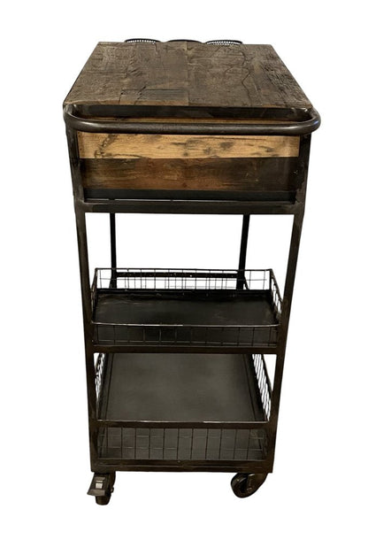 Rolling Rustic Black And Natural Bar Cart HomeRoots