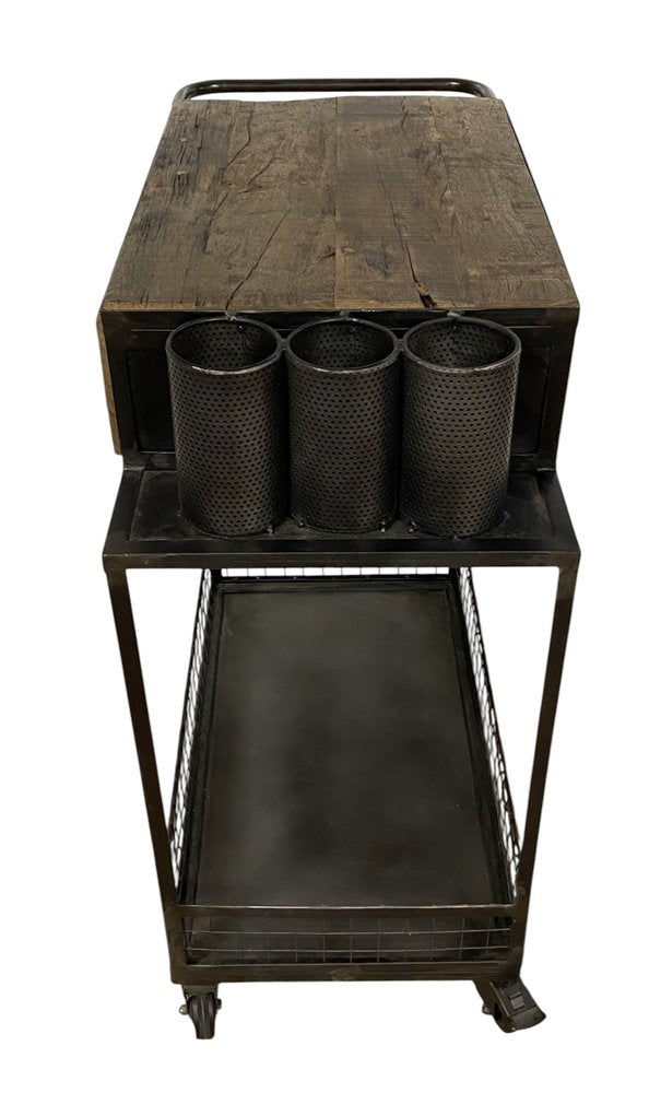 Rolling Rustic Black And Natural Bar Cart HomeRoots