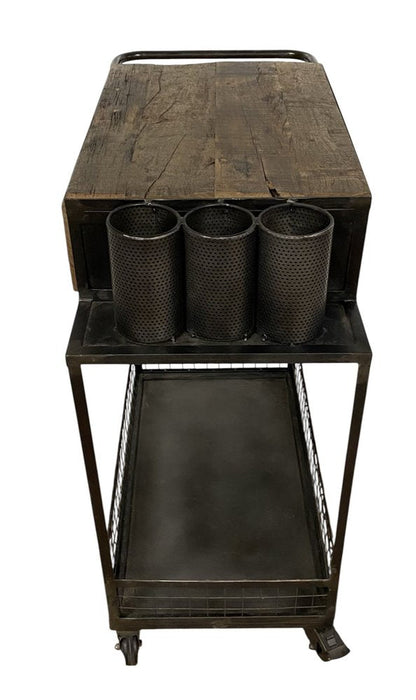 Rolling Rustic Black And Natural Bar Cart HomeRoots