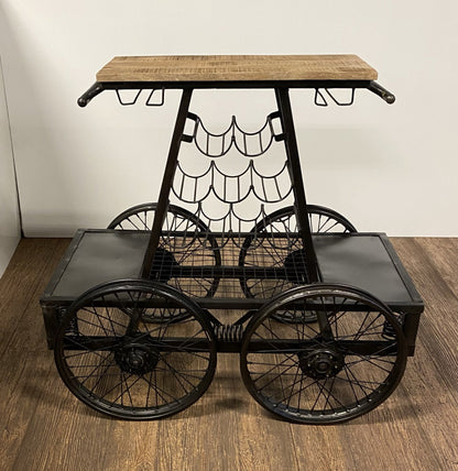 Rustic Black Rail Car Bar Cart HomeRoots