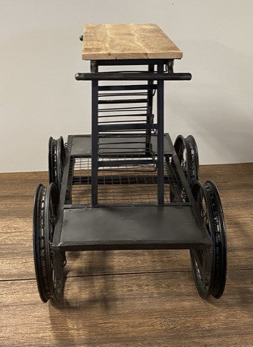 Rustic Black Rail Car Bar Cart HomeRoots