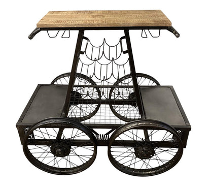 Rustic Black Rail Car Bar Cart HomeRoots