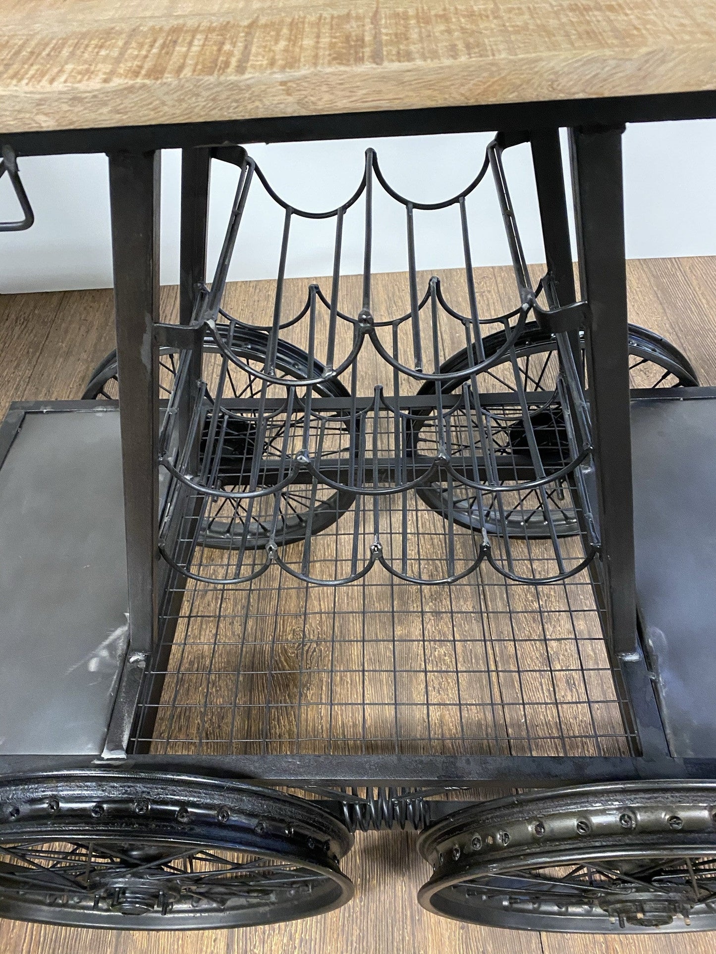 Rustic Black Rail Car Bar Cart HomeRoots