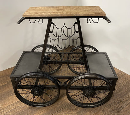 Rustic Black Rail Car Bar Cart HomeRoots