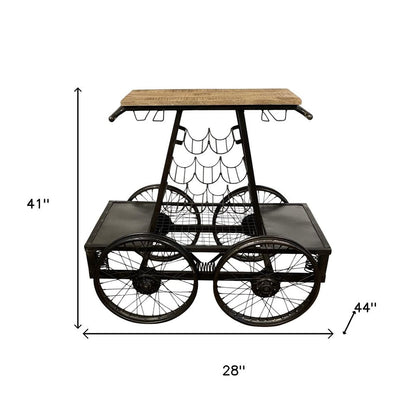 Rustic Black Rail Car Bar Cart HomeRoots