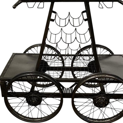 Rustic Black Rail Car Bar Cart HomeRoots