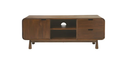 50" Brown Solid Wood Enclosed and Open Storage TV Stand HomeRoots