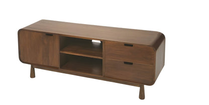 50" Brown Solid Wood Enclosed and Open Storage TV Stand HomeRoots