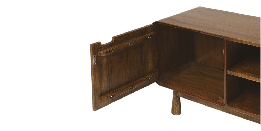 50" Brown Solid Wood Enclosed and Open Storage TV Stand HomeRoots