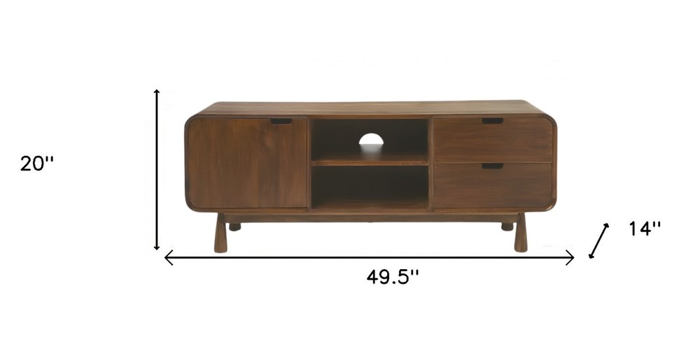 50" Brown Solid Wood Enclosed and Open Storage TV Stand HomeRoots