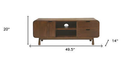 50" Brown Solid Wood Enclosed and Open Storage TV Stand HomeRoots