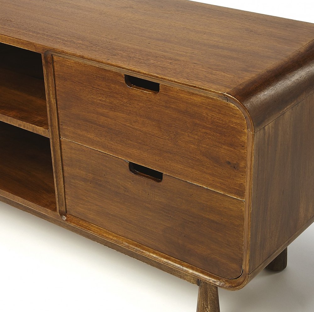 50" Brown Solid Wood Enclosed and Open Storage TV Stand HomeRoots