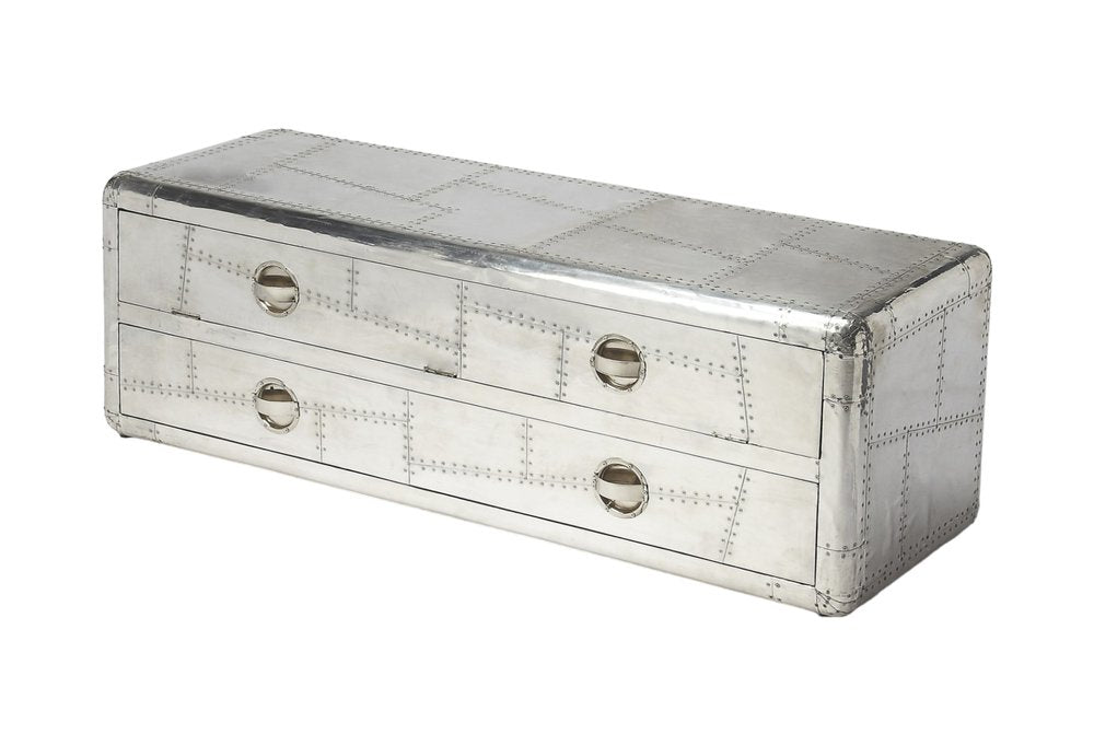 59" Silver Solid Wood Enclosed and Open Storage TV Stand HomeRoots