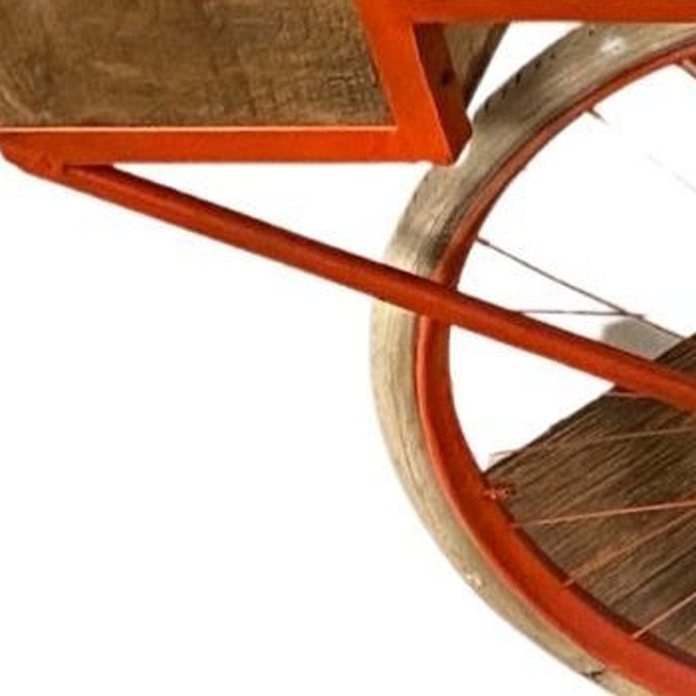 72" Orange Flying Merkel Motorcycle Bar Cart HomeRoots