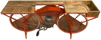 72" Orange Flying Merkel Motorcycle Bar Cart HomeRoots