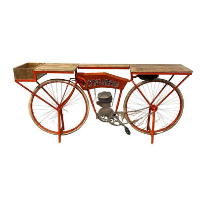 72" Orange Flying Merkel Motorcycle Bar Cart HomeRoots
