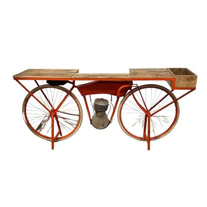 72" Orange Flying Merkel Motorcycle Bar Cart HomeRoots