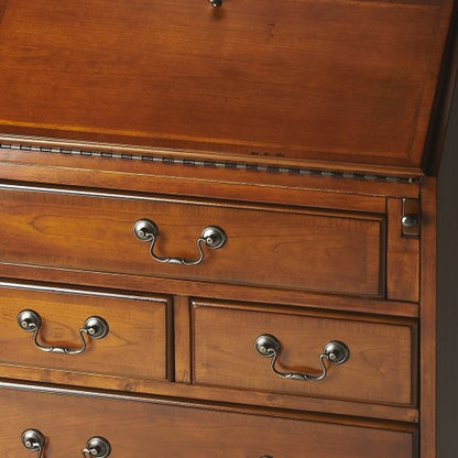 26" Brown Solid Wood Secretary Desk With Five Drawers HomeRoots