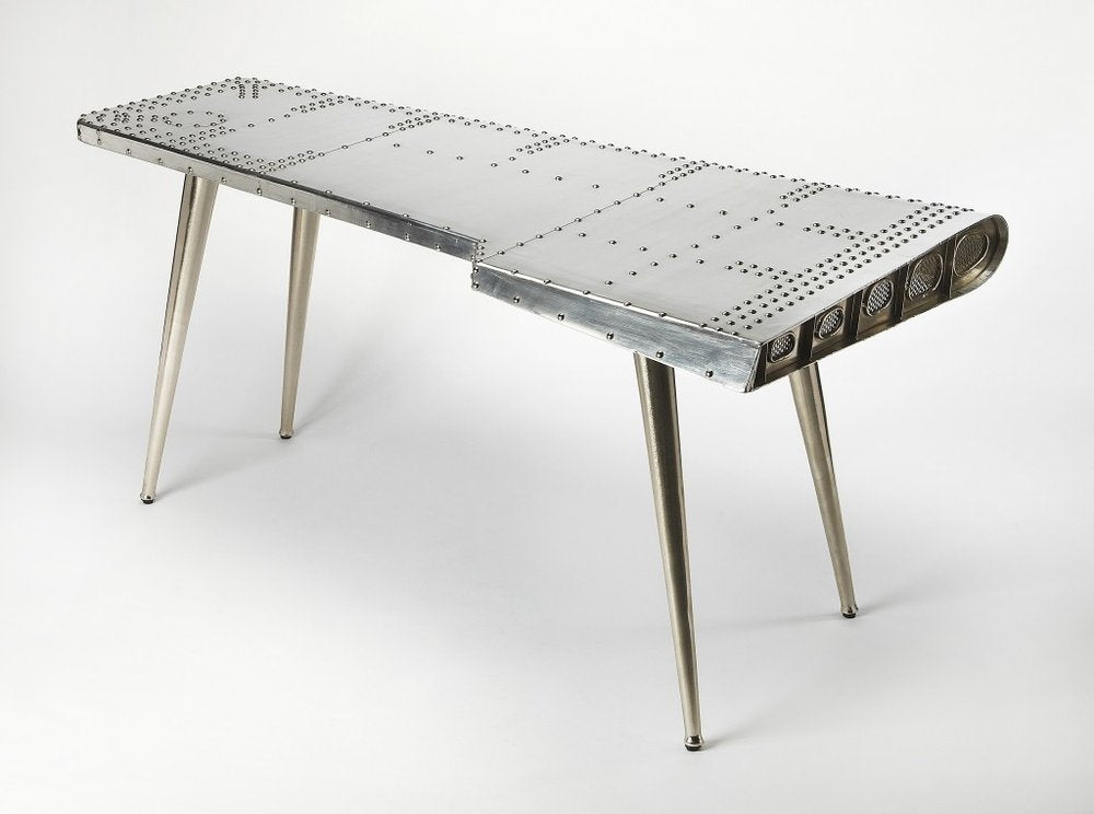 68" Silver Metal Writing Desk HomeRoots