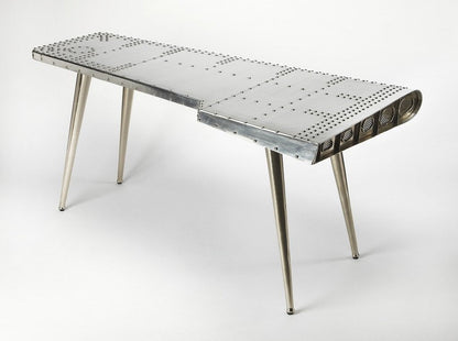 68" Silver Metal Writing Desk HomeRoots