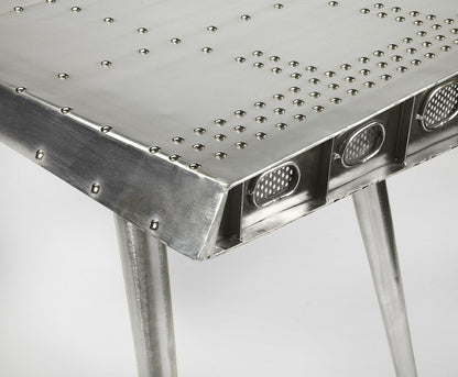 68" Silver Metal Writing Desk HomeRoots