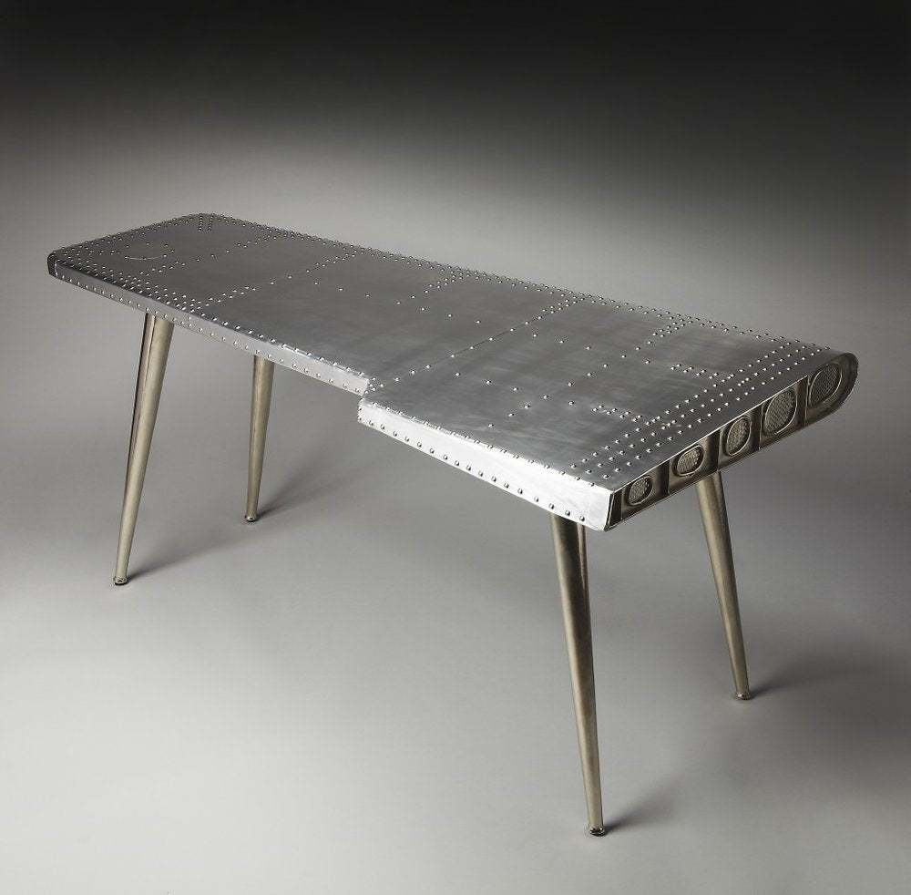 68" Silver Metal Writing Desk HomeRoots