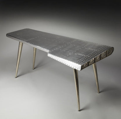 68" Silver Metal Writing Desk HomeRoots