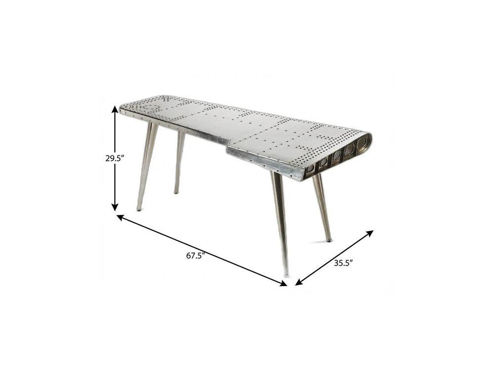 68" Silver Metal Writing Desk HomeRoots
