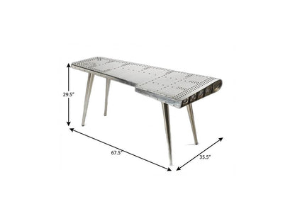 68" Silver Metal Writing Desk HomeRoots