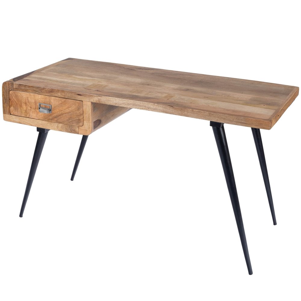 54" Brown And Black Mango Wood Writing Desk HomeRoots