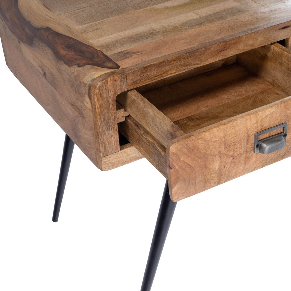54" Brown And Black Mango Wood Writing Desk HomeRoots