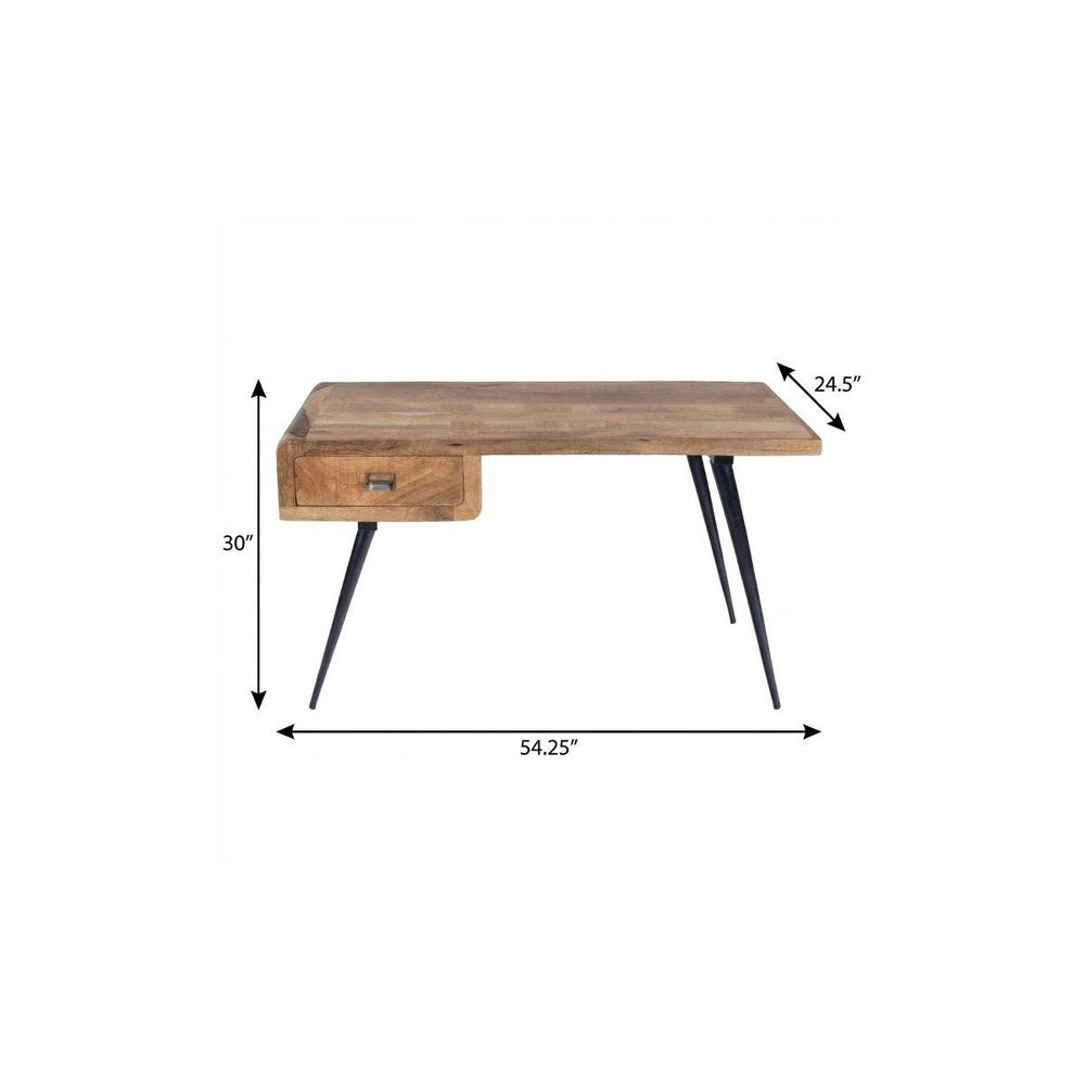 54" Brown And Black Mango Wood Writing Desk HomeRoots