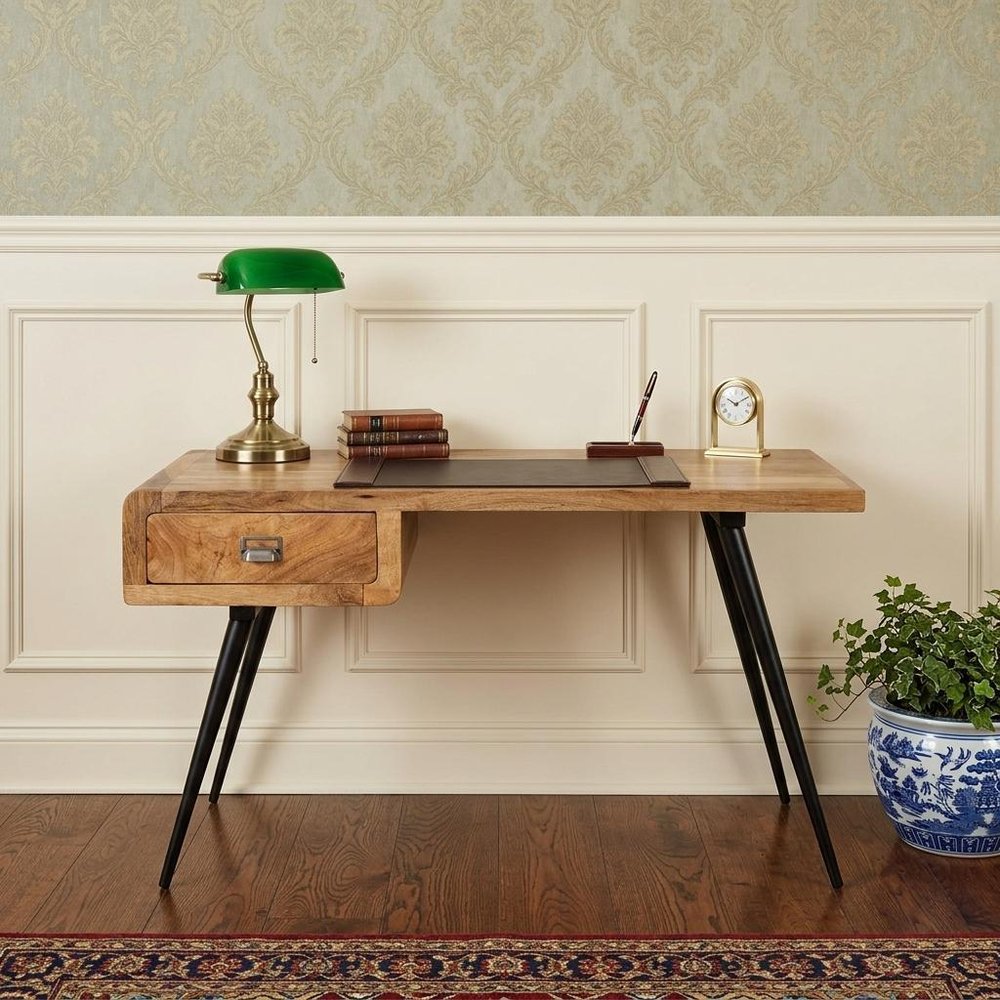 54" Brown And Black Mango Wood Writing Desk HomeRoots